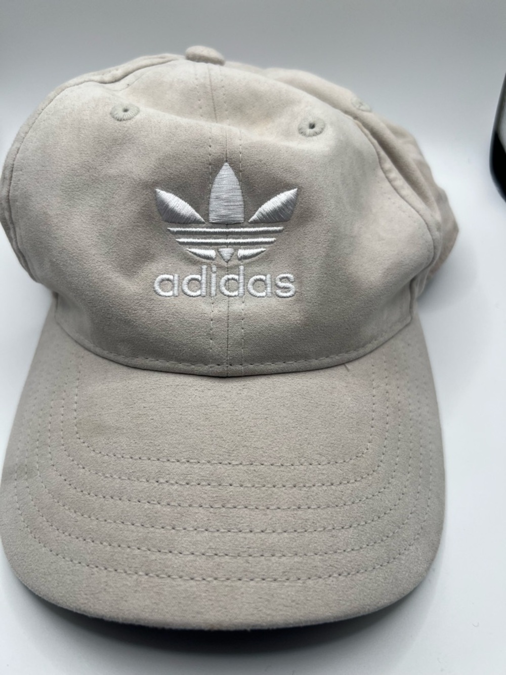 adidas Suede Baseball Cap in Light Beige with White Logo